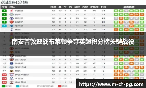 南安普敦迎战布莱顿争夺英超积分榜关键战役